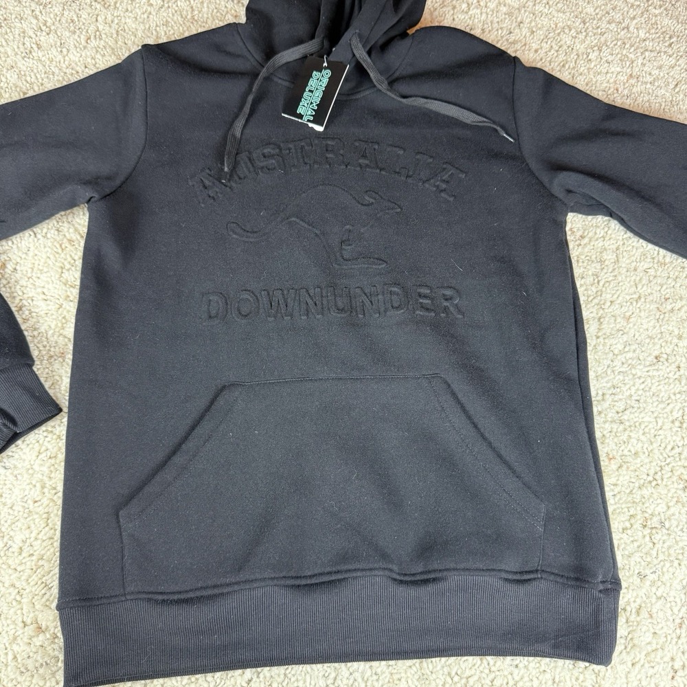 NWT Adult Australia Day Pullover Hoodie 3D Downunder Kangaroo Medium Black